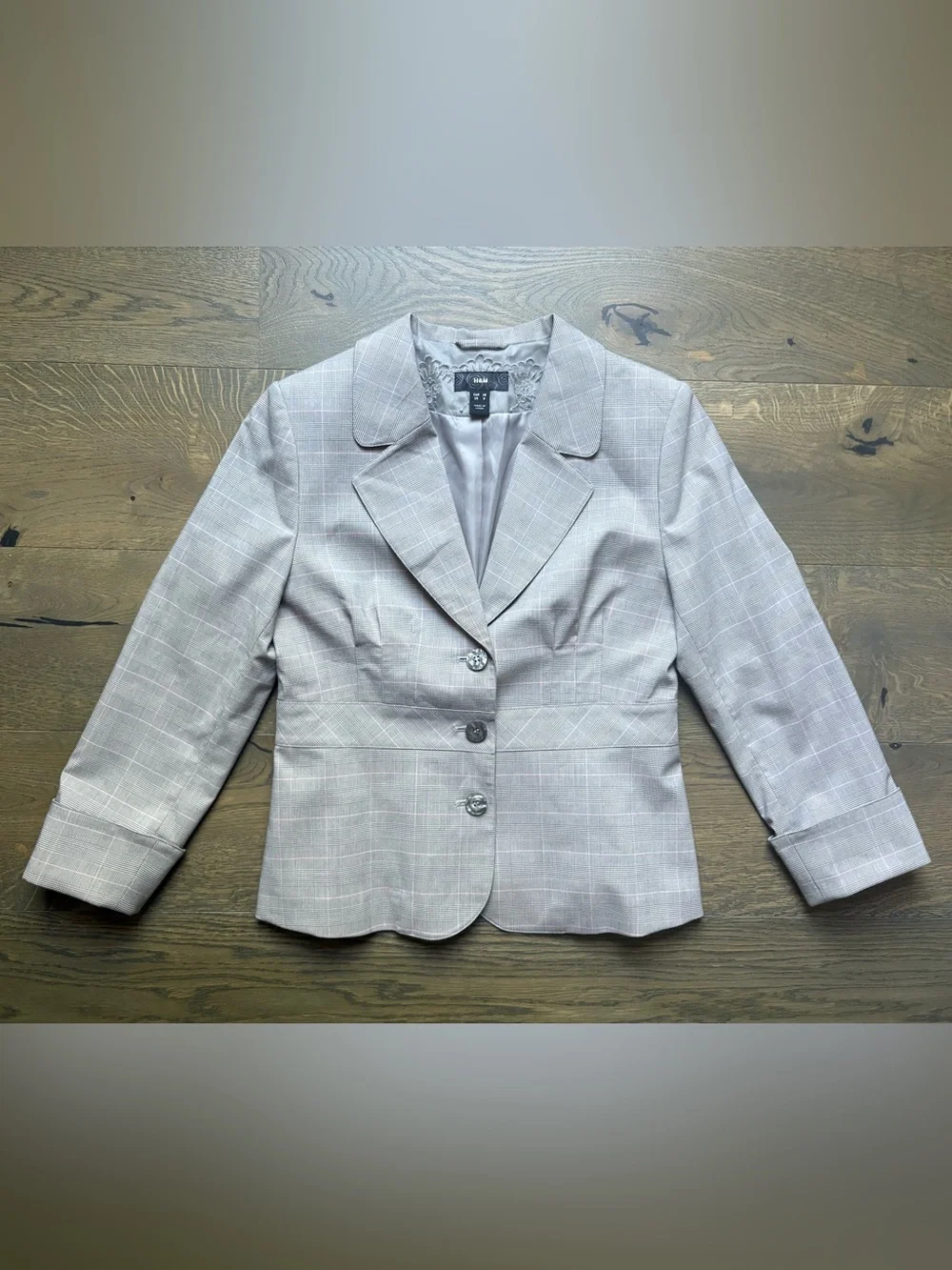 Y2K H&M Suit Fitted Skirt & Blazer In Light Gray Size Blazer 8 / Skirt 6